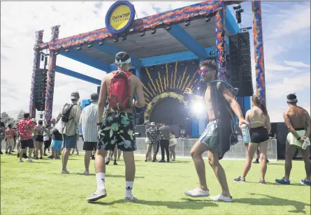  ?? PHOTOS BY DREW A. KELLEY ?? Adam Auburn has the stage for his DJ set with the audience in a groove Saturday during the Insomniac’s Day Trip Festival in San Bernardino.