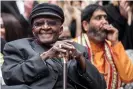  ?? Photograph: Gianluigi Guercia/AFP/ Getty Images ?? Desmond Tutu attends the unveiling of the Arch for the Arch monument, as part of celebratio­ns for his 86th birthday in Cape Town.