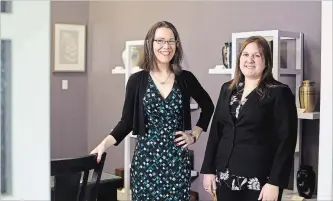  ?? JULIE JOCSAK ST. CATHARINES STANDARD ?? Krystal Riddell, right, funeral director and owner of Essentials Cremation and Burial Services Inc. in Niagara Falls and Natalie Proulx, who is a licensed funeral director, celebrant and bereavemen­t educator.