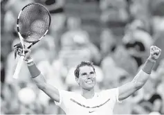  ??  ?? Rafael Nadal of Spain celebrates his win over Richard Gasquet of France during day 5 of the Western &amp; Southern Open at the Lindner Family Tennis Center. - AFP photo