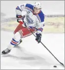  ?? JASON SIMMONDS/JOURNAL PIONEER ?? Summerside Western Capitals defenceman Kyle Nichol looks to make a pass during recent MHL (Maritime Junior Hockey League) action at Eastlink Arena.