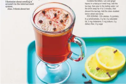  ?? GORAN KOSANOVIC/FOR THE WASHINGTON POST ?? A Caribbean Breeze replaces the citrus in a classic hot toddy with hibiscus tea, which is tart, floral and a deep, cheery red. You can use Tazo brand Passion Tea (a blend of hibiscus and other botanicals), or any other hibiscus tea.