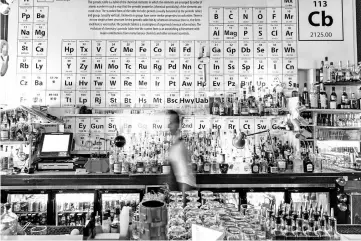  ??  ?? Collins Bar features a Periodic Table of Elements highlighti­ng Birmingham people, places and historic moments. — WP-Bloomberg photos