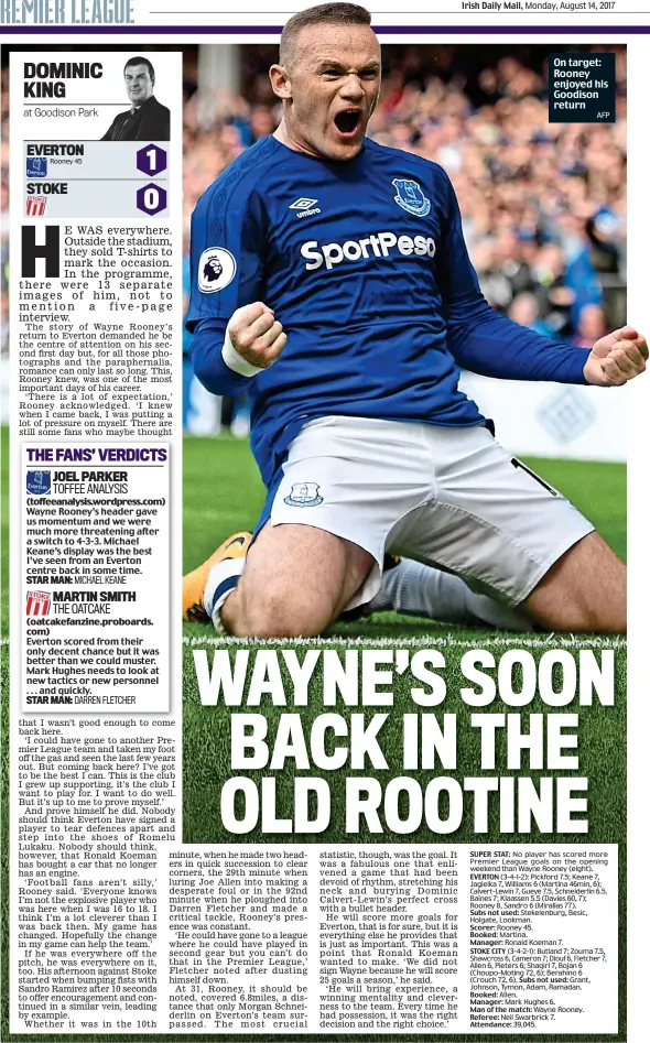  ?? AFP ?? On target: Rooney enjoyed his Goodison return