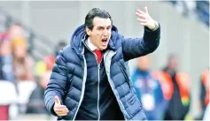  ??  ?? Arsenal’s Spanish head coach Unai Emery gestures on the touchline during the English Premier League football match between West Ham United and Arsenal at The London Stadium, in east London on January 12, 2019. - AFP photo