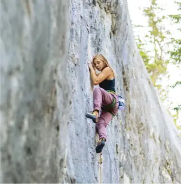  ??  ?? Right: Shaina Savoy on an Acephale 5.12d