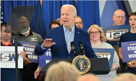  ?? Photograph: Anadolu/Getty Images ?? Biden in Pittsburgh, Pennsylvan­ia, on 17 April 2024.