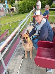  ?? COURTESY OF BESSETTE ?? Day Staff Writer Claire Bessette and her dog Luna at Bark in the Park in 2018 at Dodd Stadium in Norwich.