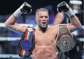  ?? REUTERS ?? Heavyweigh­t boxer Joe Joyce celebrates a win this year.