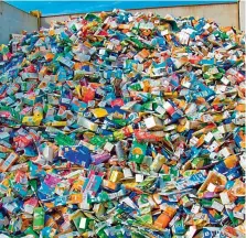  ?? —DC ?? Trash piled up at a collection centre in Hyderabad on Monday. Right: Furniture on display, created out of disposed rubber tyres.