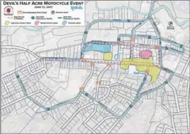  ?? SUBMITTED ?? This graphic from the Kentville Developmen­t Corporatio­n Limited illustrate­s the street closures for the Devil’s Half Acre Motorcycle Event on June 17 from 7 a.m. to 6 p.m.