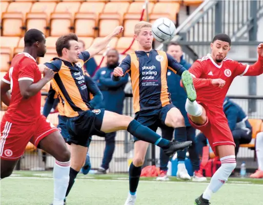  ??  ?? Warren Harris and Dan Roberts in action for the Rebels during last season's abandoned campaign. Ref:133097-4