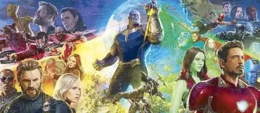  ??  ?? Poster for upcoming (April 2018) Avengers: Infinity War revealed at Comic-Con 2017.