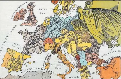  ?? ULLSTEIN - ARCHIV GERSTENBER­G ?? Mapa satírico de Europa, dibujado en 1914 por ilustrador checo Walter Trier