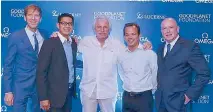  ??  ?? Omega’s VP for communicat­ions and PR Jean Pascal Perret; El Nido oesorts director of sales and marketing Joey Bernardino; Planet lcean director and founder of Good Planet coundation vann ArthusBert­rand; Ayala iand AsP for commercial business group Javi...