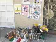  ?? Sophie Haigney / The Chronicle ?? A memorial was set up near where Jesus Delgado-Duarte, 19, was shot and killed by police.