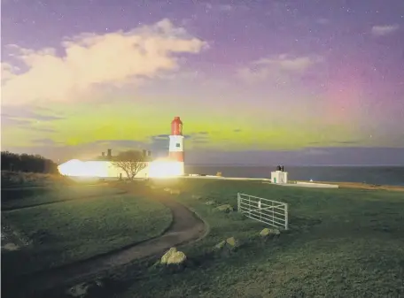  ?? ?? The Northern Lights at Souter Lighthouse. Picture: Steven Lomas. Below, another fantastic view of the aurora. Picture: Glenn Wheatley.