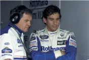  ??  ?? Senna with Head in the Williams garage hours before the San Marino race that would cost the Brazilian his life