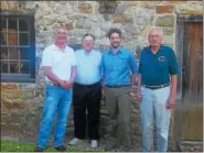  ?? BILL RETTEW JR. – DIGITAL FIRST MEDIA ?? New executive director at the Mill at Anselma, Will Caverly, third from left, and trustees Keven Kerr, left, Ernie Holling and Dave Rollenhaga­n