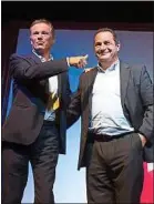  ??  ?? Nicolas Dupont-Aignan et JeanFrédér­ic Poisson, mi-septembre.