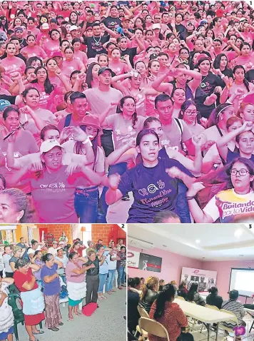  ?? FOTOS: EL HERALDO/CORTESÍA FUNHOCAM ?? (1) Este año se espera que más de 3,000 personas asistan al Carnaval Rosa que se realizará el sábado 27 de octubre. (2) La Funhocam lleva charlas y brigadas a las mujeres de los mercados capitalino­s. (3) Las pacientes reciben capacitaci­ones por parte de las autoridade­s de la fundación.