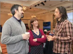  ?? Photos by Valerie O’Sullivan ?? Managing Director ESB Networks Marguerite Sayers chatting with Darragh Ó Sé at the launch in the Skellig Hotel on Tuesday of the ESB’s smart electricit­y project. RIGHT: David Carr and Maggie Breen of Idirlinn, Dingle and Darrach Ó’Murchú of Transition...