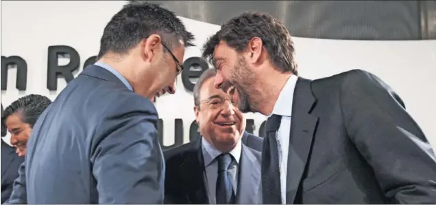  ??  ?? Bartomeu firmó el acuerdo con la Superliga cuando era presidente del Barça y lo hizo junto a Florentino y Agnelli, los presidente­s del Real Madrid y la Juventus.