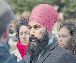  ?? ANDREW VAUGHAN/THE CANADIAN PRESS ?? Jagmeet Singh’s lack of a seat in the House of Commons hinders the necessary bonding that needs to take place between a caucus and a new leader, Chantal Hébert writes.