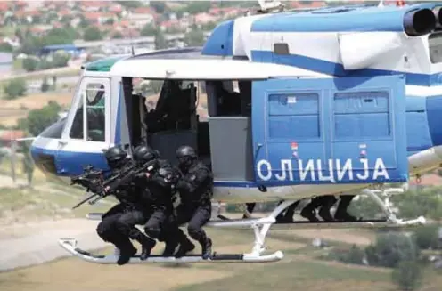  ??  ?? After the independen­ce of the Republic of Macedonia in 1991, under the Ministry of Interior, the Special Task Unit (STU) became an elite part of the Ministry of Internal Affairs (MOI). The STU operates together with Macedonian Police Aviation Unit...