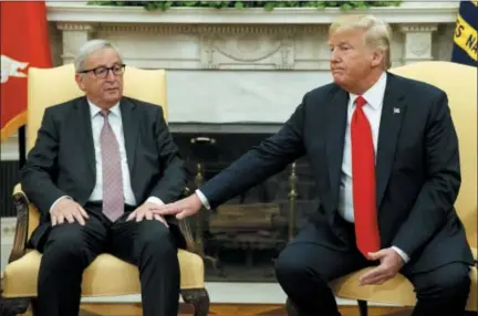  ?? EVAN VUCCI — THE ASSOCIATED PRESS ?? President Donald Trump meets with European Commission President Jean-Claude Juncker on Wednesday in the White House.