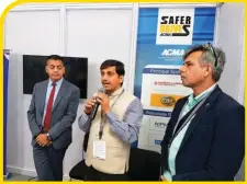  ??  ?? Ramashanka­r Pandey, CoChairman, Consumer Affairs Committee, ACMA & MD, Hella India Lighting explained about ‘ACMA Safer Drives’ pavilion, along side Raj Manek and Vinnie Mehta.