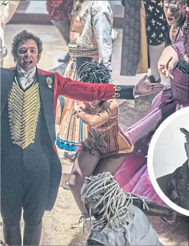  ??  ?? PT Barnum, above, played by Hugh Jackman in The Greatest Showman, left