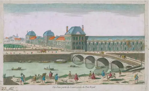  ?? MUSÉE STEWART ?? Vuë d’une partie du Louvre prise du pont Royal (XVIIIe siècle)