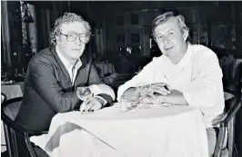  ?? ?? Shepherd, right, with Langan’s co-owner Michael Caine, c. 1980: he won a Michelin star in 1974