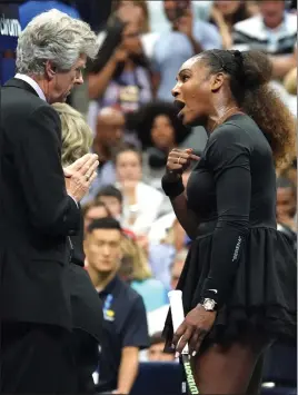  ?? ?? Serena Williams has had her own run-ins with officialdo­m and believes she would have been treated very differentl­y if she had done what Alex Zverev did