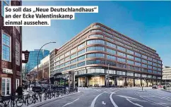  ??  ?? So soll das „Neue Deutschlan­dhaus“an der Ecke Valentinsk­amp einmal aussehen.
