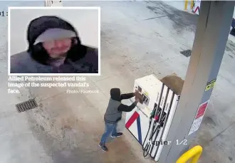  ?? Photo / Facebook Photo / Doug Laing ?? Allied Petroleum released this image of the suspected vandal’s face. A vandal damaged a petrol pump console and keypad at Allied Petroleum’s 24/7 Napier site.