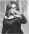  ?? NBC via AP ?? This image released by NBC shows Oprah Winfrey accepting the Cecil B. DeMille Award on Sunday at the 75th Annual Golden Globe Awards in Beverly Hills, Calif.