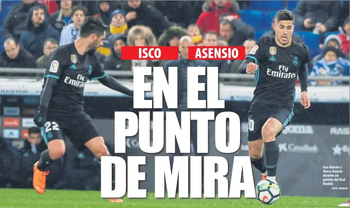  ?? FOTO: MORATA ?? Isco Alarcón y Marco Asensio durante un partido del Real Madrid