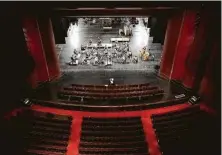  ?? Lawrence Elizabeth Knox / Contributo­r ?? Houston Ballet Orchestra string musicians performed together at Wortham Theater Center for the first time since the pandemic for an upcoming ballet video project.