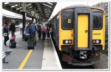  ??  ?? Having experience­d a dearth of passengers across vast swathes of the network, Paul Bigland encountere­d much heavier loadings across Devon and Cornwall - including this two-car Class 150 on September 11 starting out on its journey from Truro to Falmouth.