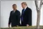  ?? EVAN VUCCI - THE AP ?? President Donald Trump walks with Colombian President Ivan Duque to a meeting in the Oval Office of the White House, Wednesday, Feb. 13, in Washington.