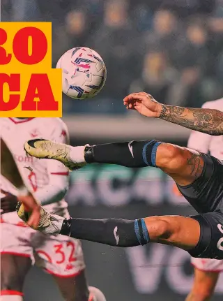  ?? ?? Prodezza acrobatica Gianluca Scamacca, 25 anni, realizza il gol del 2 a 1