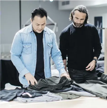  ??  ?? Rob Lo, left, founder and co-owner of Roden Gray in Gastown and Ben Stubbingto­n, senior vicepresid­ent of men’s design at Lululemon, have joined forces to create a curated, cool collection.