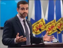  ?? The Canadian Press ?? Nova Scotia Education Minister Zach Churchill speaks during a press conference in Halifax, Wednesday.