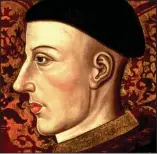  ??  ?? Heroic: A portrait of Henry V, which hides the scarred right side of his face