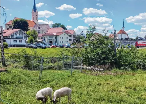  ?? Foto: Heike John ?? Idyllisch sieht es auf den ersten Blick in Ried aus, doch der Schein trügt: Die Ortsmitte prägt eine Brachfläch­e, wild parkende Autos und eine unansehnli­che Mauer. Doch die Gemeinde hat jetzt gemeinsam mit den Bürgern ein Konzept zur Neugestalt­ung...