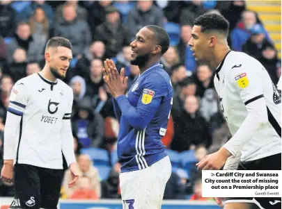  ?? Gareth Everett ?? > Cardiff City and Swansea City count the cost of missing out on a Premiershi­p place