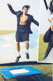  ??  ?? Styles in a Comme des Garçons kilt and blazer.
Photo from Vogue