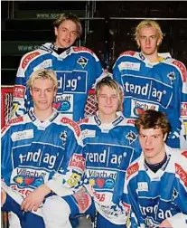  ??  ?? Villacher U18Teamspi­eler 2006, heute ist so mancher ein Star: Grabner, Sivec (hinten), Thomas Raffl, Nageler und Schlacher